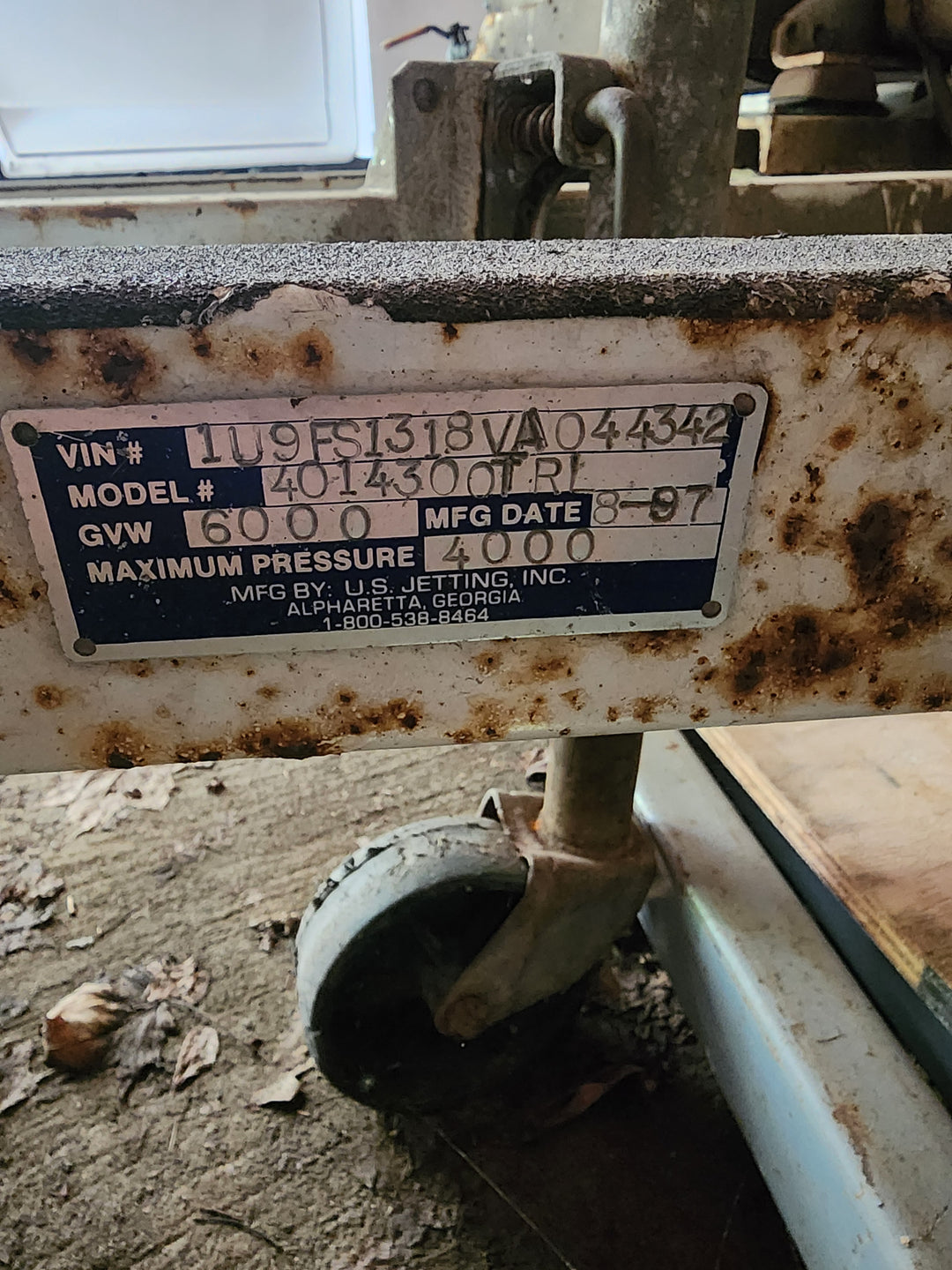 1997 U.S. JETTING 4014-300 TRAILER UNIT